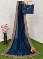 Blooming Vichtra Silk Blue Wedding Wear Zari Work Saree